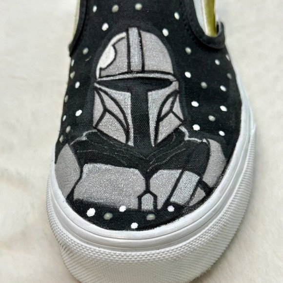 Custom One of A Kind Hand Painted Star Wars Mandalorian & Grogu Vans Unisex 5.5 - Picture 10 of 12